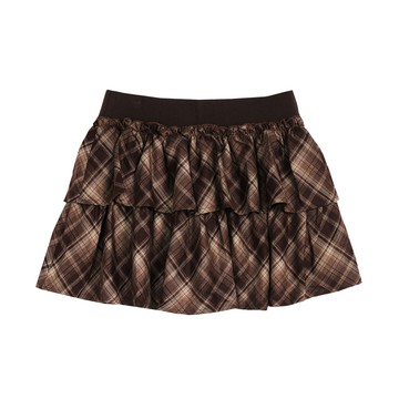 鬆緊層次格紋短裙