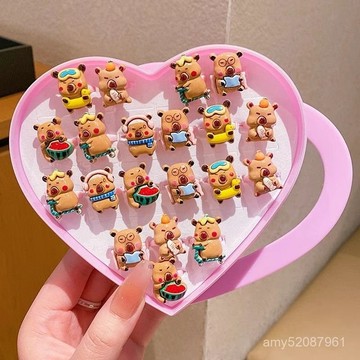 【臺灣-出貨】兒童戒指可愛卡皮巴拉💖指環配飾公主首飾女童卡通飾品生日禮物 YFPM