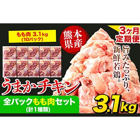 ふるさと納税 うまかチキン 全パックもも肉セット 1回のお届け 合計3.1kg 合計 約9.3kgお届け 《お申込み月の翌月より出荷開始》.. 熊本県氷川町