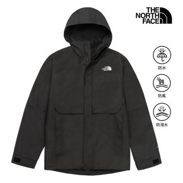 【The North Face 官方旗艦】北面男款黑色DRYVENT防水鋪棉內裡三合一外套｜8J85JK3