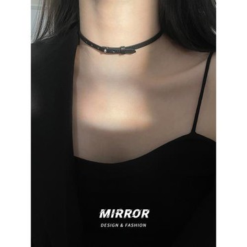 頸鏈女黑皮繩choker項鏈鎖骨鏈韓國網紅氣質時尚輕奢小眾設計ins