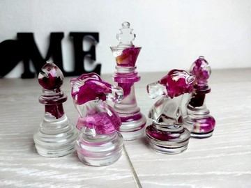 玫瑰花瓣西洋棋|客製化顏色 |天然樹葉棋子