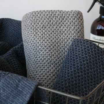 【kontex】日本鬆餅紋棉麻混紡大浴巾-共2色