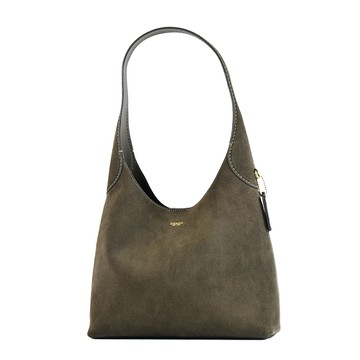 COACH 專櫃款 Brooklyn 28 麂皮磁吸肩背包-橄欖綠