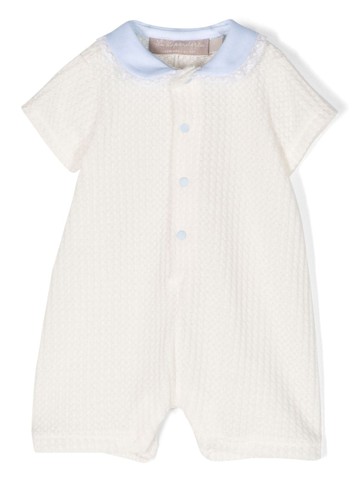 La Stupenderia - lace-trim semi-sheer romper - kids - Polyester/Elastane - 6 mth - White