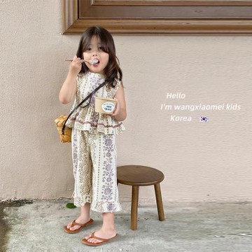 女童裝時髦套裝洋氣夏裝女寶寶三亞沙灘海邊度假兒童薄款無袖背心