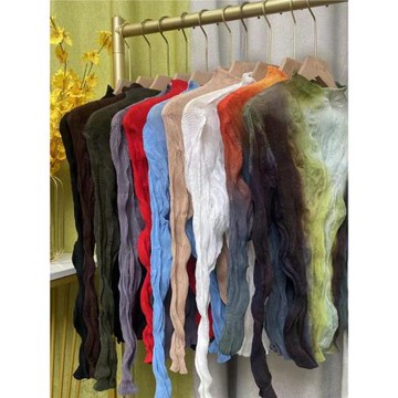 三宅高品褶皺主線柳條上衣疊穿百搭透視T恤洋氣顯瘦2025