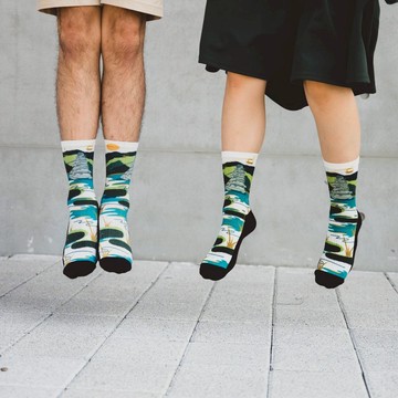 【小創襪】寶島咖印 - 日月潭 美麗台灣 寶島景點 登山襪 健行襪