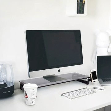 【8031】旗艦級玻璃多功能螢幕架(4孔3.0 USB+雙孔電源插座)