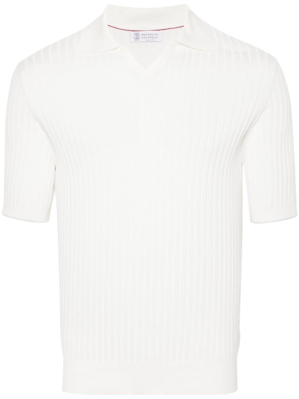 Brunello Cucinelli - ribbed-knit polo shirt - men - Cotton - 52 - Neutrals