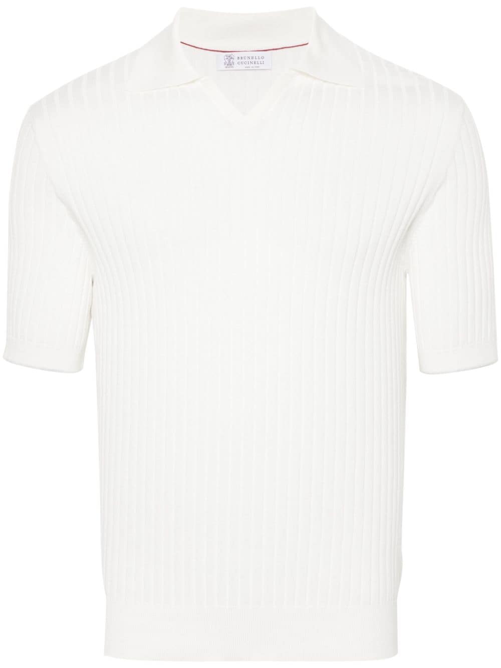 Brunello Cucinelli - ribbed-knit polo shirt - men - Cotton - 52 - Neutrals