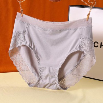 牛奶絲內褲女士性感蕾絲邊中高腰胖mm大碼200斤夏季薄款三角內褲