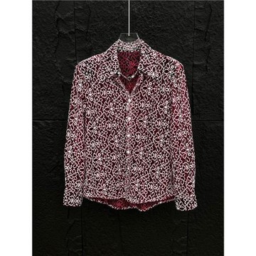 高級感鏤空蕾絲花紋長袖襯衫男痞帥夏季薄款透視網紗寬松防曬襯衣