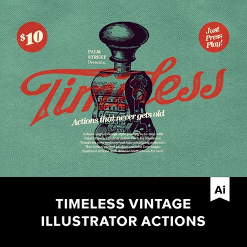 字體樣式 | 潮流復古油墨印刷紋理效果文字特效矢量AI動作模板