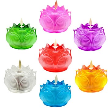 【新韻傳音】圓滿蓮花燈 (單顆)｜電池葉片款｜祈願心燈/供佛神明燈/拜拜祈福/蓮花電子蠟燭燈/供佛燈 D382B