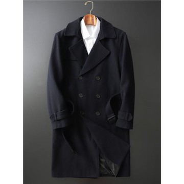 大碼秋冬純手工雙面毛呢大衣羊毛男中長款風衣外套羊駝絨男裝大衣