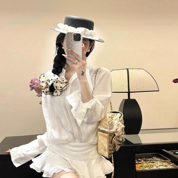 遮陽沙灘帽女👒法式平頂防曬帽子女夏季新款優雅草帽禮帽百搭度假沙灘海邊遮陽帽防曬帽 漁夫帽 遮陽帽 防曬帽 釣魚帽 帽子