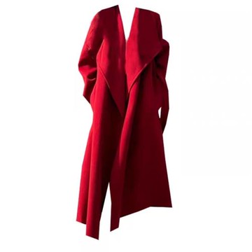 200斤新年紅色毛呢外套中長款復古外貿特大碼女裝速賣通亞馬遜潮