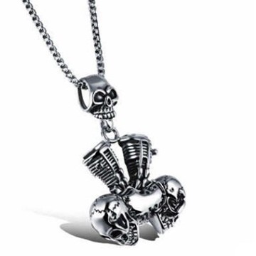 鈦鋼項鍊 吊墜-霸氣個性潮流骷髏情人節生日禮物男配件73cm76【獨家進口】【米蘭精品】