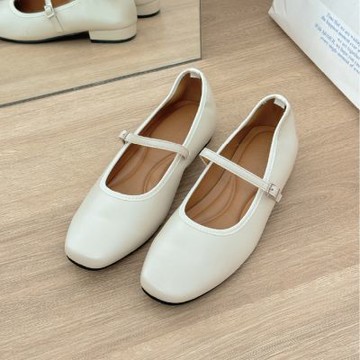 DONGCHICHI 真皮 有氣墊 瑪莉珍鞋  娃娃鞋 平底鞋  上班鞋 便鞋 瑪莉珍 米白色 C656