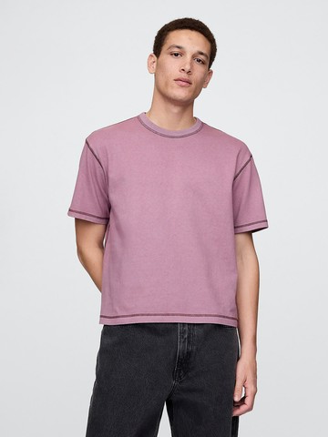 男女同款 純棉圓領短袖素T-紫色