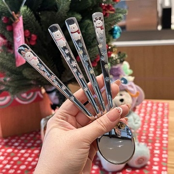 韓式勺子家用湯匙高檔學生吃飯餐勺子高顏值食品級特厚