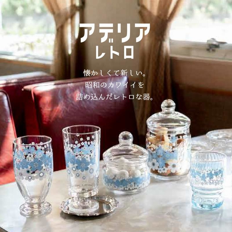 当時品昭和レトロ新品未使用サントリーグラス/うちわ/色鉛筆/ハンカチ/トランプ他 アデリア レトロ グラス コップ 花の輪 中コップ8 昭和レトロ