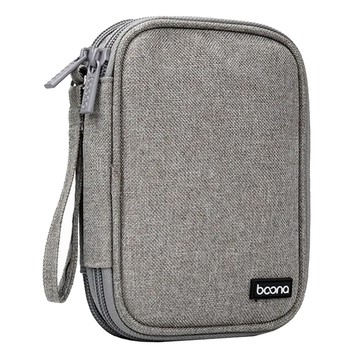 baona 包納 雙層行動硬碟收納包E款 灰色 16x12x5.5cm 牛津布  1個