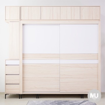 沐家具 mufurniture Cloud 白楓木7x7衣櫃+1.3尺側櫃+大小被櫃/側拉鏡/臥室/收納