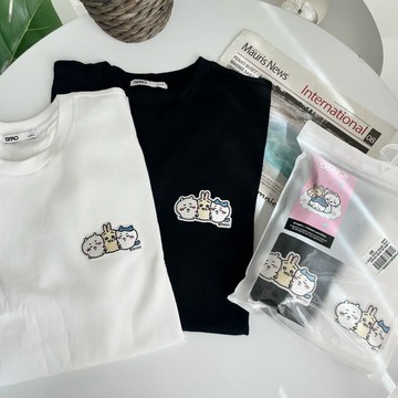 【KT USA】吉伊 吉伊卡哇 100%純棉短T兩件組 SPAO 圓領素T 寬鬆落肩 棉質素T 烏薩奇 小八貓 吉伊卡哇