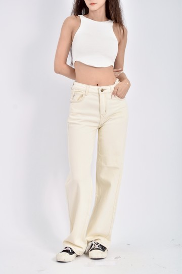 (S) 【陳喬恩私服】touchmiss質感直筒白色長褲