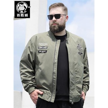 百勝狐外套男春秋款潮胖子夾克男士棒球領2026新品加肥加大碼男裝