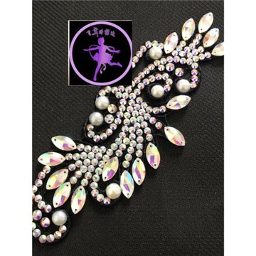 飛舞的裙邊黑池拉丁頭飾少兒比賽專用鑲鉆飾品成人國標舞表演配件