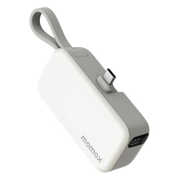 MOMAX 1-Power Mini 5000mAh 迷你帶線行動電源  IP130TW  白色