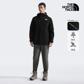 【The North Face 官方旗艦】 北面男款黑色FUTURELIGHT防水透氣連帽三合一外套｜89ZMJK3 600蓬鬆度