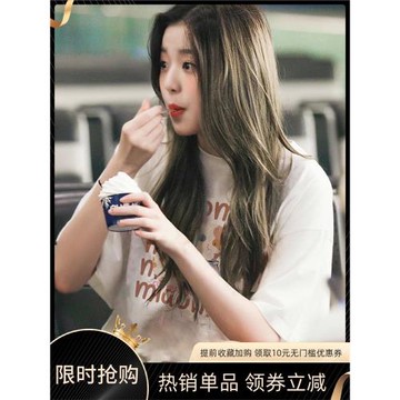 張元英同款港風復古chic卡通貓咪短袖t恤女夏甜美韓系別致上衣服