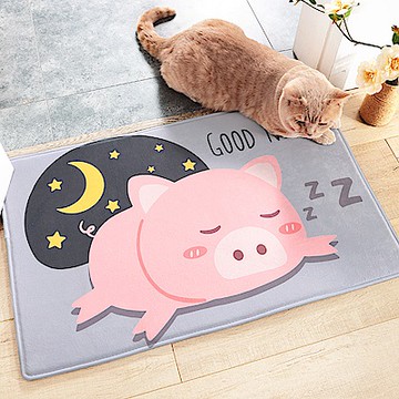半島良品 晚安豬豬法蘭絨防滑吸水地墊 40*60cm