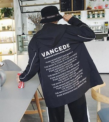 FINDSENSE Z1 韓國 時尚 潮 男 暗黑 後背字母印花 連帽外套 學生外套 夾克 上衣