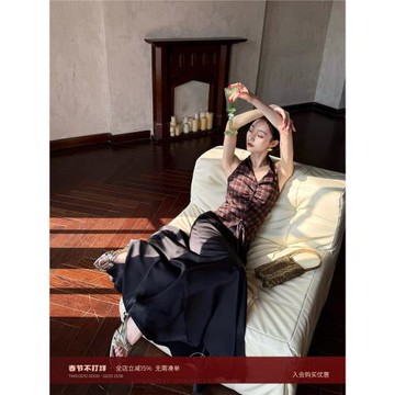 鷺青一原創【舞時柔】光澤雙面緞半身裙女春不規則傘擺百搭魚尾裙