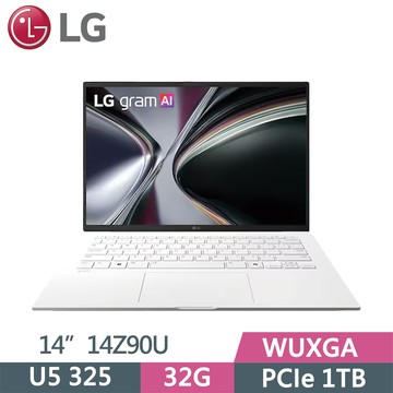 LG gram 14Z90U-G.AS67C2 白(Ultra U5 325/32G/1TB SSD/WUXGA/14/W11)