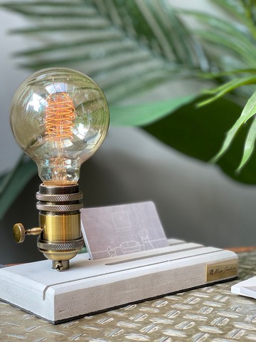 曙MUSE 原創名片座水泥桌燈 LED燈 鎢絲燈泡 USB燈 擺飾