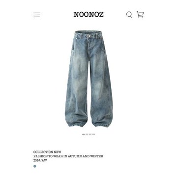 (免運)NOONOZ美式彎刀牛仔褲男新款復古水洗顯瘦寬松直筒褲闊腿休閑長褲