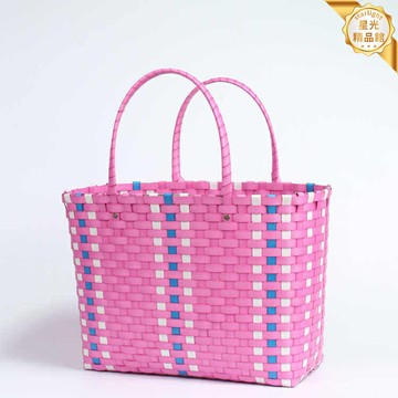 【手工藤編】菜籃子 購物籃 收納籃 手提籃 野餐籃 塑料編織 多色可選 輕便耐用 買菜購物 家居收納