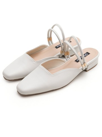 FM SHOES 2way幾何剪裁穆勒鞋 杏