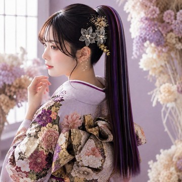 紫棕色 漸層長髮片 髮飾 頭飾