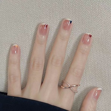 𝕌ℕ𝕀𝕂𝕆𝕆【甜美法式】可愛手繪彩虹愛心穿戴甲指甲手工甲片手工美甲片指甲貼片手工穿戴甲甲片指甲