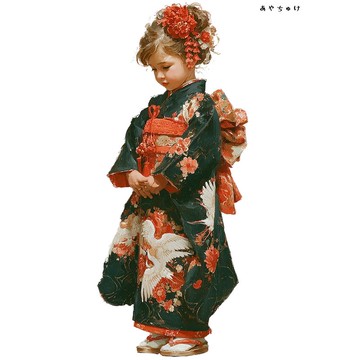 【12月新品4】07-114-0260 人物貼紙 和服復古