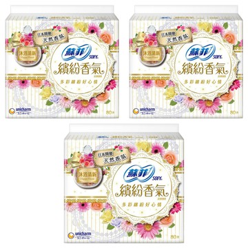 SOFY 蘇菲 繽紛香氣超薄護墊 沐浴清新  14cm  80片  3包
