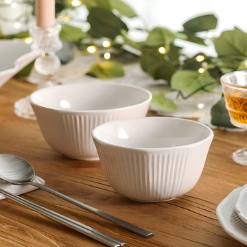 尹陶瓷 純白飯碗湯碗組  1套  飯碗 + 湯碗  白色