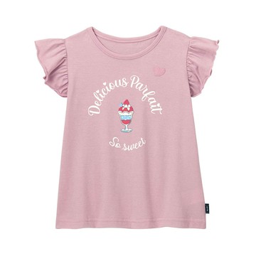 日本千趣會 - 純棉甜美荷葉短袖上衣-冰淇淋聖代-粉紫